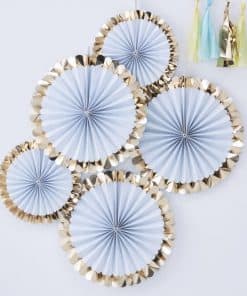 Pick & Mix Pastel Gold Foiled Blue Fan Decorations