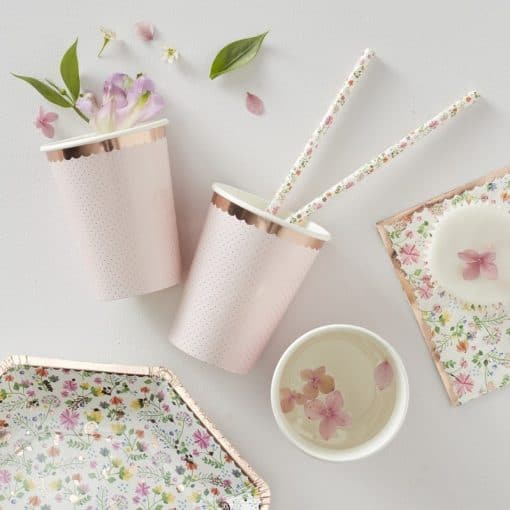 Ditsy Floral Rose Rose Gold Polka Dot Cups