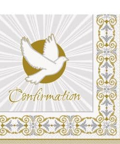 Silver & Gold Radiant Cross Party Confirmation Napkins