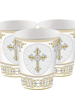 Silver & Gold Radiant Cross Party Cups