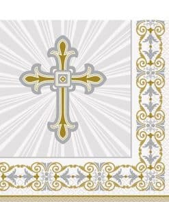 Silver & Gold Radiant Cross Party Napkins