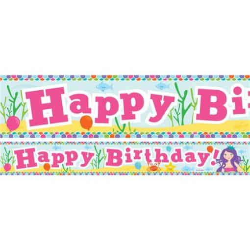 Mermaid Birthday Paper Banner - 1m (Pk 3)