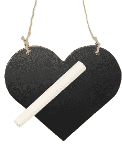 Wooden Blackboard Heart on String