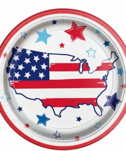 July 4th USA Stars & Stripes Paper Plates