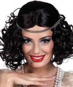 Black 1920's Wig with Headband