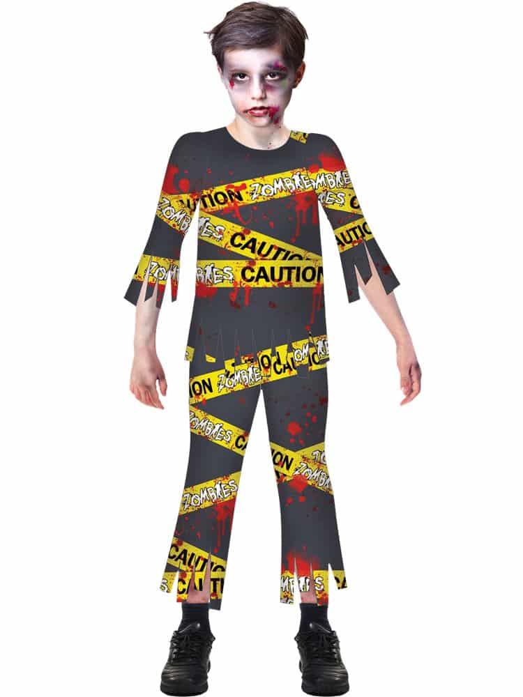 Caution Zombie Child Costume Fun Party Supplies