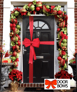 Red Satin Padded Door Bow Decoration