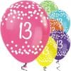 13th Birthday Tropical Mix Dots Balloons