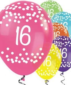 16th Birthday Tropical Mix Dots Balloons