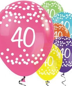40th Birthday Tropical Mix Dots Balloons