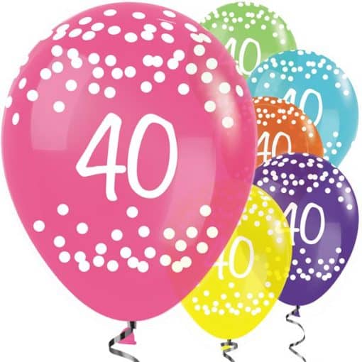 40th Birthday Tropical Mix Dots Balloons