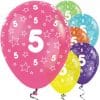 5th Birthday Tropical Mix Stars Balloons