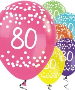 80th Birthday Tropical Mix Dots Balloons