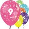 9th Birthday Tropical Mix Stars Balloons