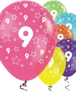 9th Birthday Tropical Mix Stars Balloons