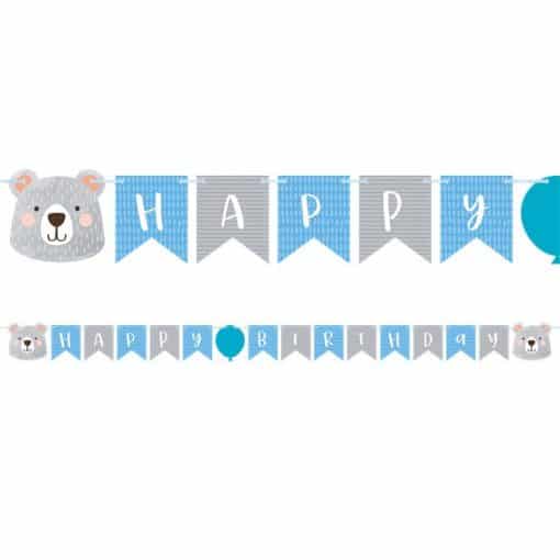 Birthday Bear Ribbon Banner with 1st Birthday Stickers