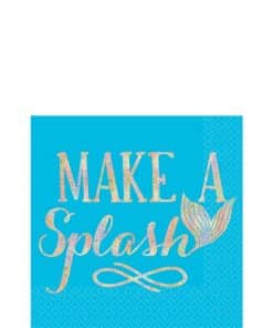 Mermaid Wishes Party Make A Splash Foil Beverage Napkin