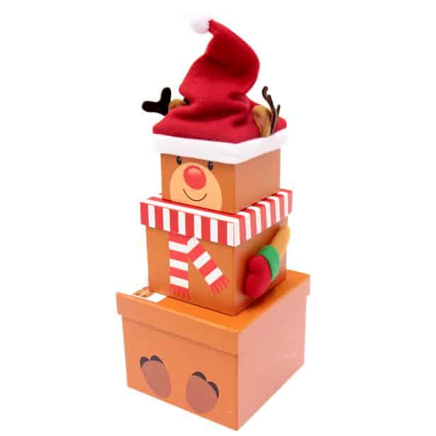 Reindeer Christmas Stacking Gift Box 30cm Next Day Delivery