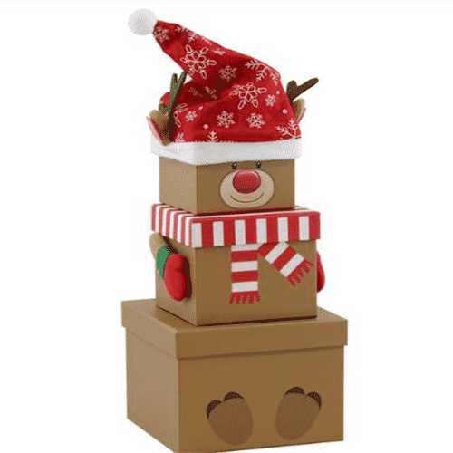 Reindeer Christmas Stacking Gift Box 35cm Next Day Delivery