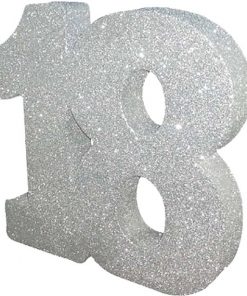 Age 18 Silver Glitter Table Decoration