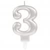 Silver Number 3 Candle