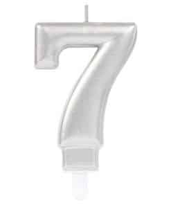 Silver Number 7 Candle