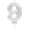 Silver Number 9 Candle
