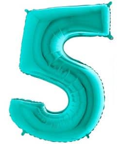 Tiffany Blue Number 5 Balloon