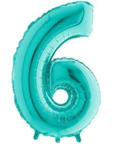 Tiffany Blue Number 6 Balloon