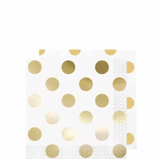 Metallic Gold Dot Beverage Paper Napkins