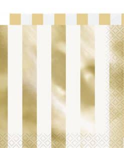 Metallic Gold Stripe Paper Napkins