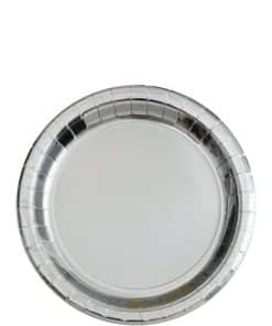 Metallic Silver Dessert Paper Plates - 18cm