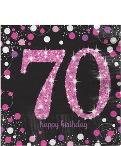 Pink Celebration Age 70 Lunch Napkins