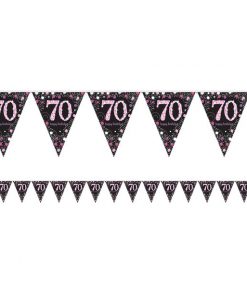 Pink Celebration Age 70 Prismatic Foil Bunting