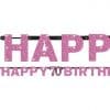 Pink Celebration Age 70 Prismatic Letter Banner