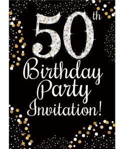 50th Birthday Gold Invitation Cards