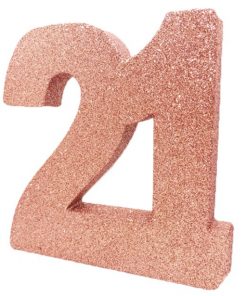 Age 21 Rose Gold Glitter Table Decoration