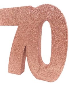 Age 70 Rose Gold Glitter Table Decoration