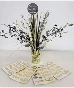 Customisable Add Your Age Gold Happy Birthday Centrepiece
