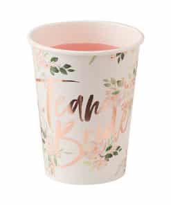 Floral Hen Party 'Team Bride' Paper Cups