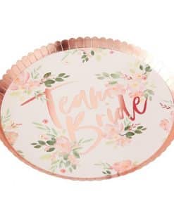 Alternative view of 8 x Floral Hen Party 'Team Bride' Plates - 23cm