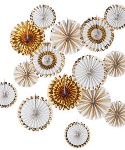 Alternative view of Gold Wedding Fan Decorations (Pk 16)