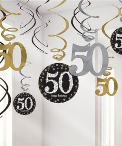 Sparkling Celebration Age 50 Hanging Swirls