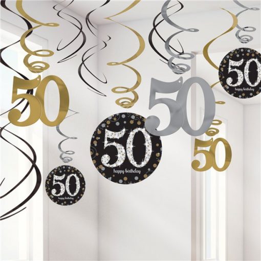 Sparkling Celebration Age 50 Hanging Swirls