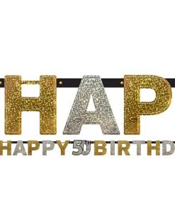 Sparkling Celebration Age 50 Prismatic Letter Banner