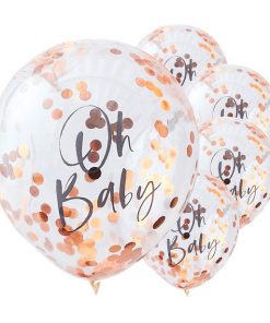 Twinkle Twinkle Oh Baby Rose Gold Confetti Balloons