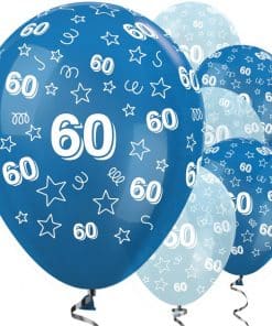 60th Birthday Blue Mix Stars Balloons