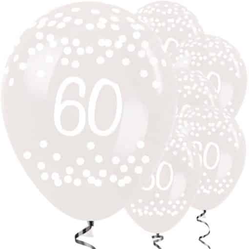 60th Birthday Clear Dots Balloons