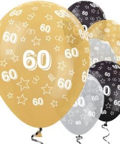 60th Birthday Gold Mix Stars Balloons