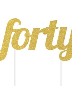 Age Forty Gold Glitter Cake Topper